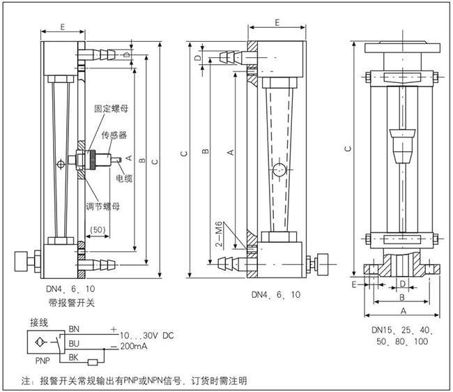 管式浮子流量计外形图